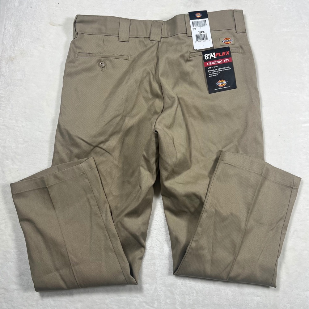 Dickies 874 Flex Original Fit Khaki Work Pants Men 38x30 Workwear Utility 874FDS - Picture 2 of 13